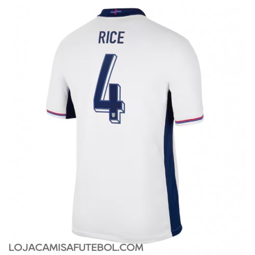 Camisa de Futebol Inglaterra Declan Rice #4 Equipamento Principal Europeu 2024 Manga Curta